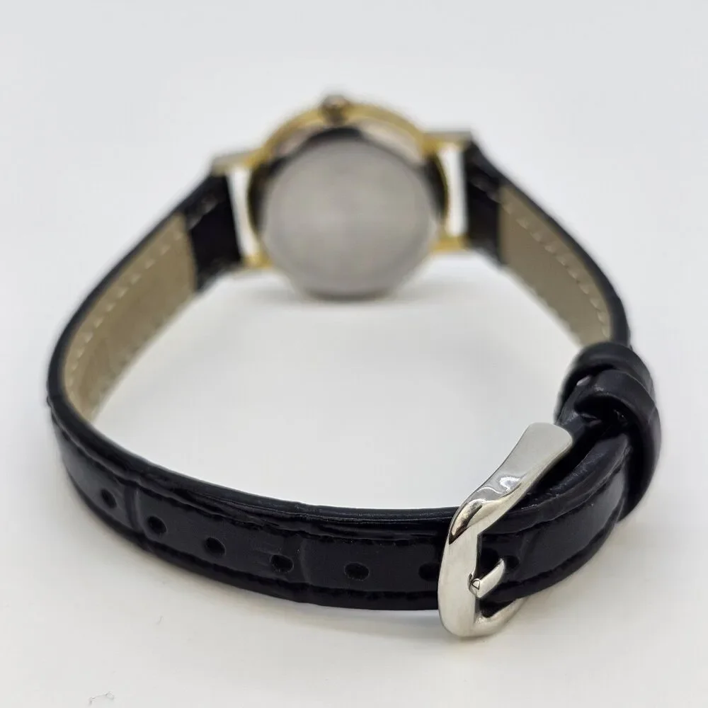 VTG Pierre Nicol Women Watch 24MM Cream Dial New Black Leather Bands New Battery